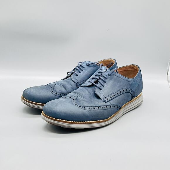 Cole Haan Shoes Mens 10.5 Blue Nubuck Grand OS Wingtip Oxford Dress Brogue main image 7